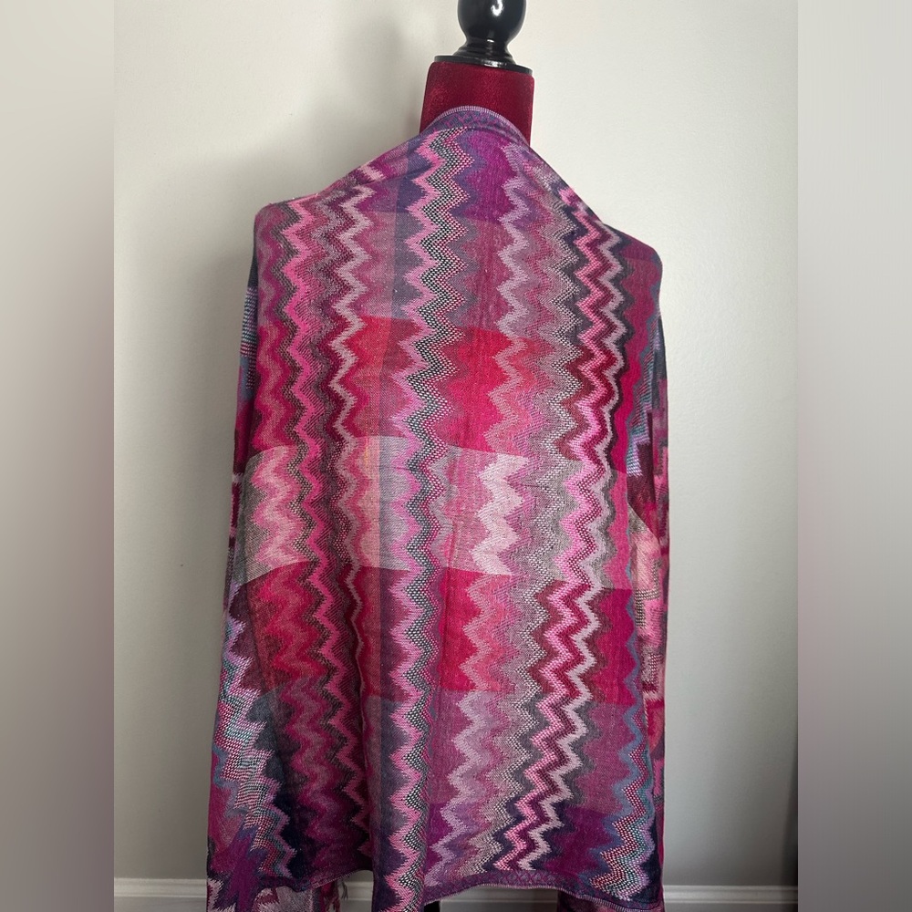 Purple, red, green scarf